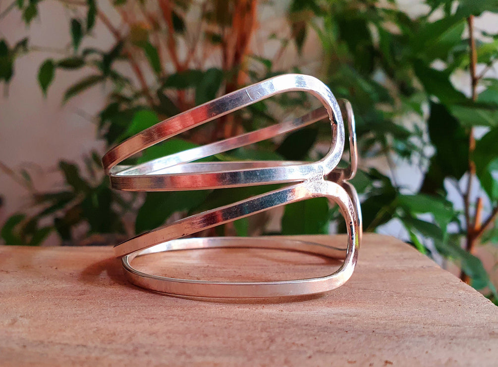 Cuff Silver Bracelet / Swirl style / Bangle / Boho / Ethnic / Rustic / Bohemian / Hippie / Gypsy / Jewellery /