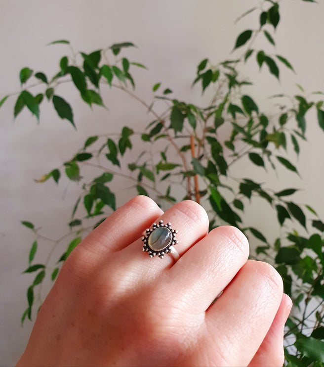 Labradorite RIng Silver Jewellery / Boho / Bohemian / Rustic / Tribal / Gypsy / Festival