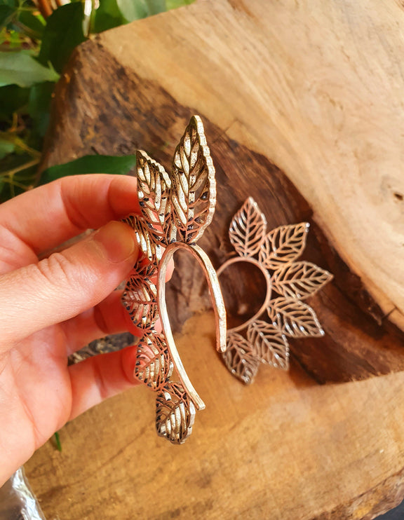 Ear Cuff Silver Leaf design / Tribal / Boho / Costume / Fancy Dress / Cosplay / Festival Jewellery / Indian /