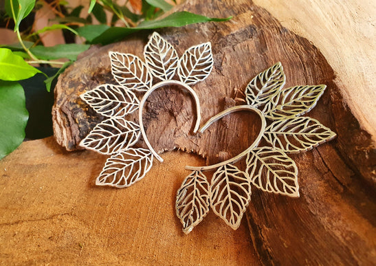 Ear Cuff Silver Leaf design / Tribal / Boho / Costume / Fancy Dress / Cosplay / Festival Jewellery / Indian /