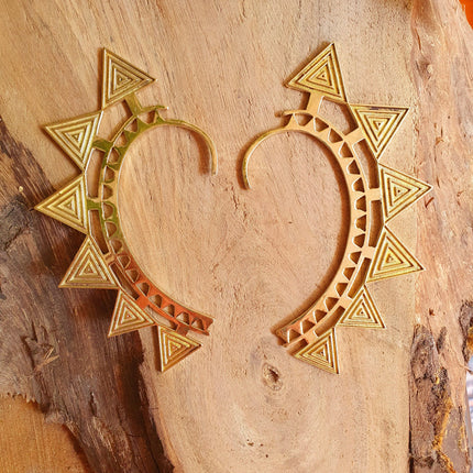 Ear Cuff Brass Aztec Triangles design / Tribal / Boho / Unisex / Mens Jewellery / Costume / Fancy Dress / Cosplay / Festival Jewellery /