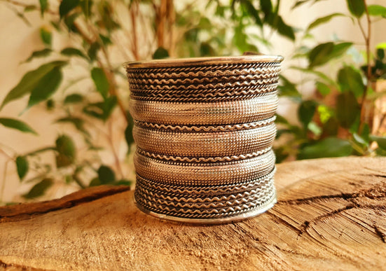 Large Silver Cuff Bracelet / Tribal / Celtic / Boho / Ethnic / Rustic / Bohemian / Hippie / Gypsy / Jewellery / Adjustable