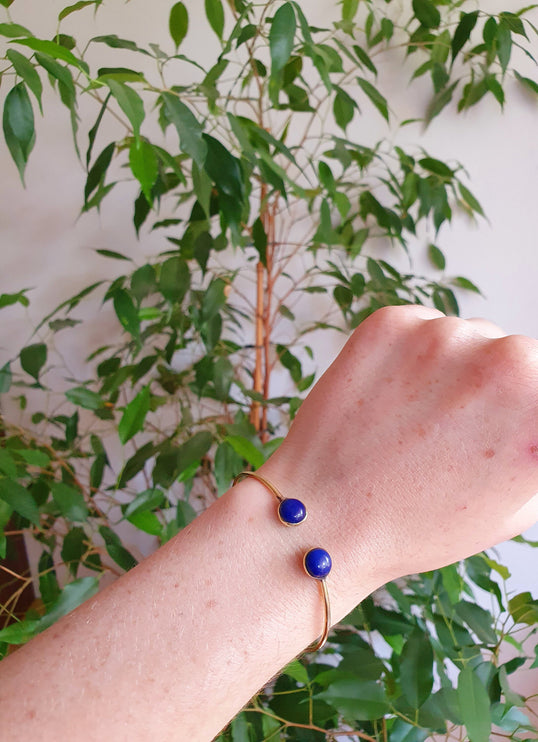 Lapis Lazuli Bracelet / boho Bangle / Brass / Ethnic / Rustic / Bohemian / Hippie / Gypsy / Psy / Chic / Jewellery / Body / Adjustable