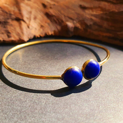 Lapis Lazuli Bracelet / boho Bangle / Brass / Ethnic / Rustic / Bohemian / Hippie / Gypsy / Psy / Chic / Jewellery / Body / Adjustable