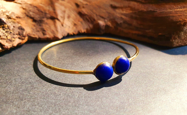 Lapis Lazuli Bracelet / boho Bangle / Brass / Ethnic / Rustic / Bohemian / Hippie / Gypsy / Psy / Chic / Jewellery / Body / Adjustable