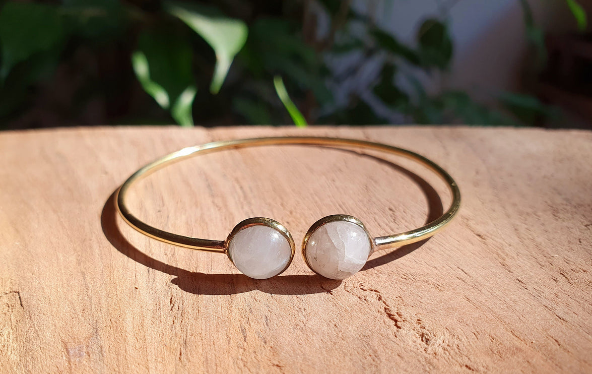 Moonstone Boho Bracelet / Bangle / Brass / Ethnic / Rustic / Bohemian / Hippie / Gypsy / Psy / Chic / Jewellery / Body / Adjustable