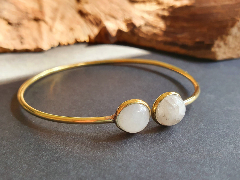 Moonstone Boho Bracelet / Bangle / Brass / Ethnic / Rustic / Bohemian / Hippie / Gypsy / Psy / Chic / Jewellery / Body / Adjustable