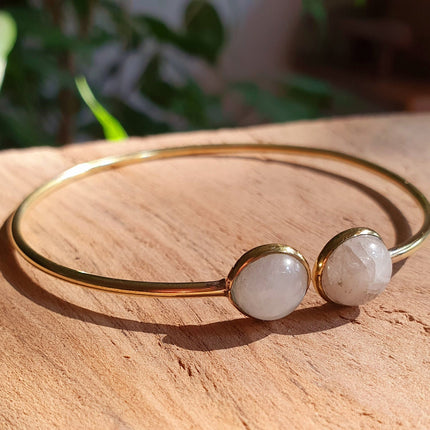 Moonstone Boho Bracelet / Bangle / Brass / Ethnic / Rustic / Bohemian / Hippie / Gypsy / Psy / Chic / Jewellery / Body / Adjustable