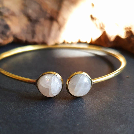 Moonstone Boho Bracelet / Bangle / Brass / Ethnic / Rustic / Bohemian / Hippie / Gypsy / Psy / Chic / Jewellery / Body / Adjustable