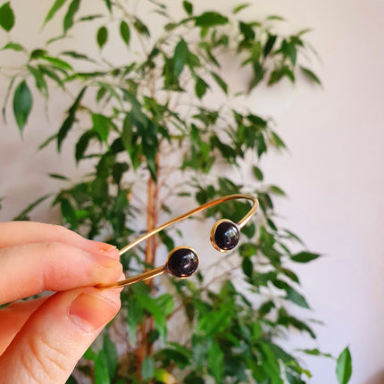 Boho Bracelet / Bangle / Black Onyx / Brass / Ethnic / Rustic / Bohemian / Hippie / Gypsy / Psy / Chic / Jewellery / Body / Adjustable