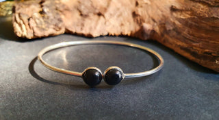 Boho Bracelet / Bangle / Black Onyx / Silver / Ethnic / Rustic / Bohemian / Hippie / Gypsy / Psy / Chic / Jewellery / Body / Adjustable
