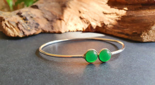 Boho Bracelet / Bangle / Green Onyx / Silver / Ethnic / Rustic / Bohemian / Hippie / Gypsy / Psy / Chic / Jewellery / Body / Adjustable
