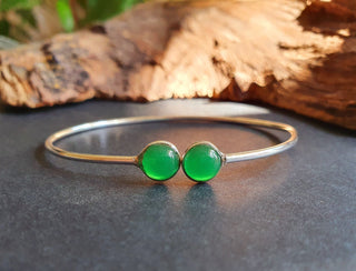 Boho Bracelet / Bangle / Green Onyx / Silver / Ethnic / Rustic / Bohemian / Hippie / Gypsy / Psy / Chic / Jewellery / Body / Adjustable