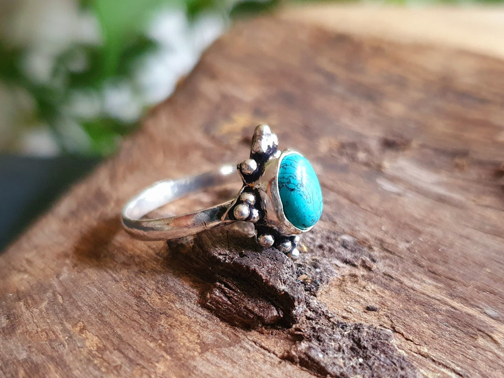 Bohemian Turquoise and Silver Ring / Blue / Hippie / Boho / Ethnic / Rustic / Tribal / Gypsy / Festival / Healing / Festival