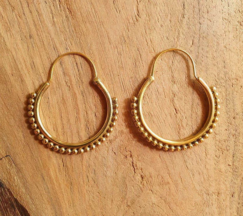 Tribal Brass Hoop Earrings; Ethnic, Geometric, Rustic, Yoga, Hippie, Gypsy, Pretty, Psy, Boho, Bohemian, Festival