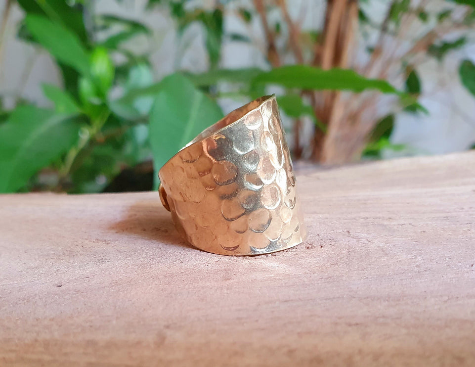 Hammered Boho Brass Ring / Bohemian / Ethnic / Psy / Rustic / Tribal / Gypsy / Festival / Healing / Festival