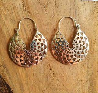 Aztec Hoops Inca Style Silver Earrings / Boho Jewellery / Bohemian