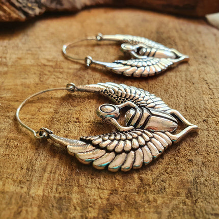 Scarab Silver Beetle Earrings Ancient Egypt ; Ethnic, Geometric, rustic, yoga, hippie, gypsy, pretty, psy, boho, bohemian, festival