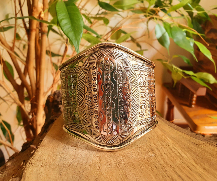 Aztec Silver Cuff Bracelet / Tribal / Inca / Mens / Unisex / Boho / Ethnic / Rustic / Bohemian / Hippie / Gypsy / Jewellery / Adjustable