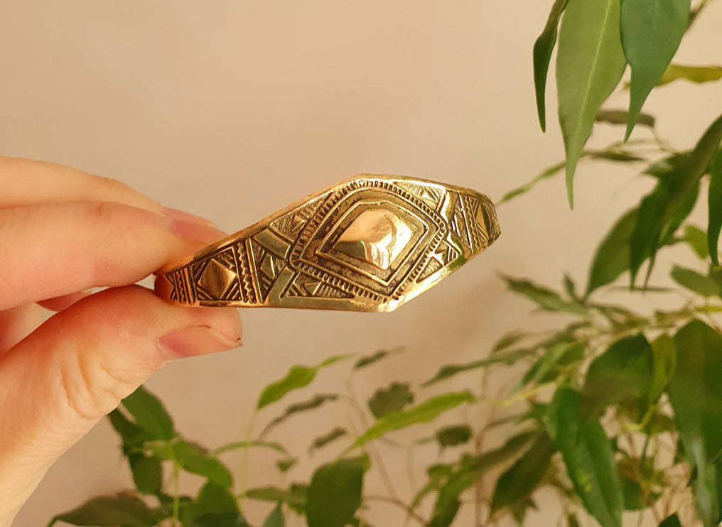 Tuareg Brass Bracelet / Bangle / Cuff / Unisex / Boho / Ethnic / Rustic / Bohemian / Hippie / Gypsy / Geometric /