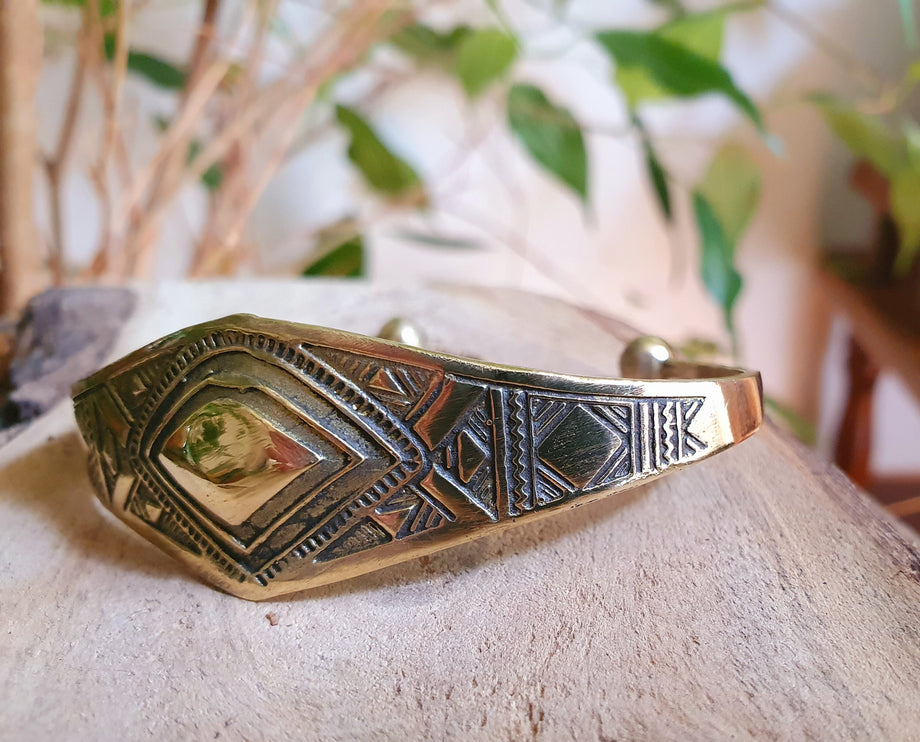 Tuareg Brass Bracelet / Bangle / Cuff / Unisex / Boho / Ethnic / Rustic / Bohemian / Hippie / Gypsy / Geometric /