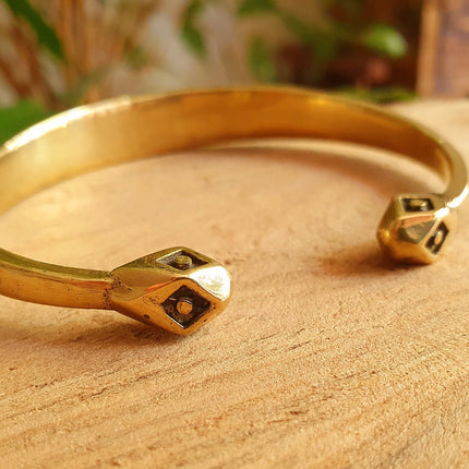 Aztec Brass Bracelet / Tuareg Jewelry / Cuff / Unisex / Boho / Ethnic / Rustic / Bohemian / Hippie / Gypsy / Geometric /