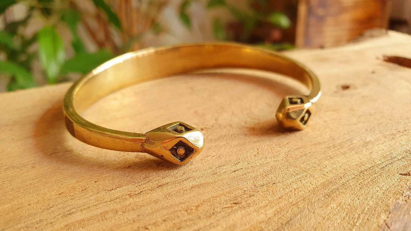 Aztec Brass Bracelet / Tuareg Jewelry / Cuff / Unisex / Boho / Ethnic / Rustic / Bohemian / Hippie / Gypsy / Geometric /