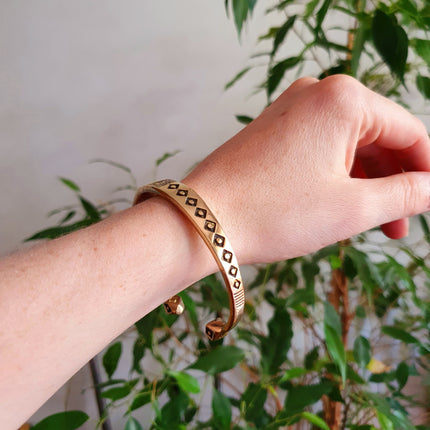Aztec Brass Bracelet / Tuareg Jewelry / Cuff / Unisex / Boho / Ethnic / Rustic / Bohemian / Hippie / Gypsy / Geometric /