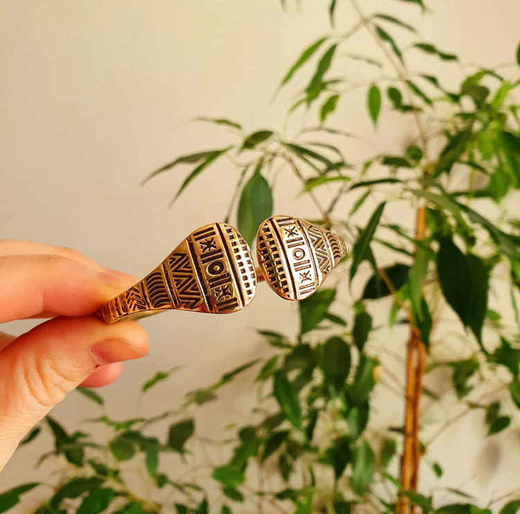 Aztec Brass Bracelet / Bangle / Cuff / Unisex / Boho / Ethnic / Rustic / Bohemian / Hippie / Gypsy / Geometric /