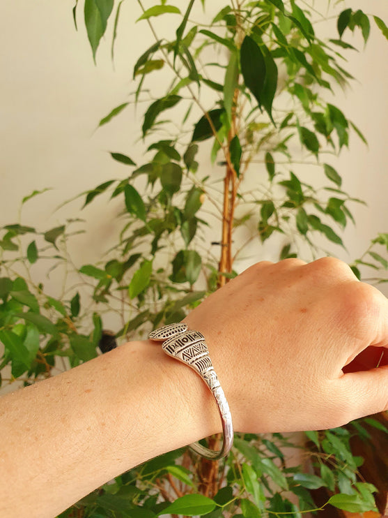 Silver Aztec Bracelet / Bangle / Cuff / Unisex / Boho / Ethnic / Rustic / Bohemian / Hippie / Gypsy / Geometric /