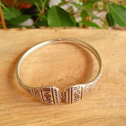 Silver Aztec Bracelet / Bangle / Cuff / Unisex / Boho / Ethnic / Rustic / Bohemian / Hippie / Gypsy / Geometric /