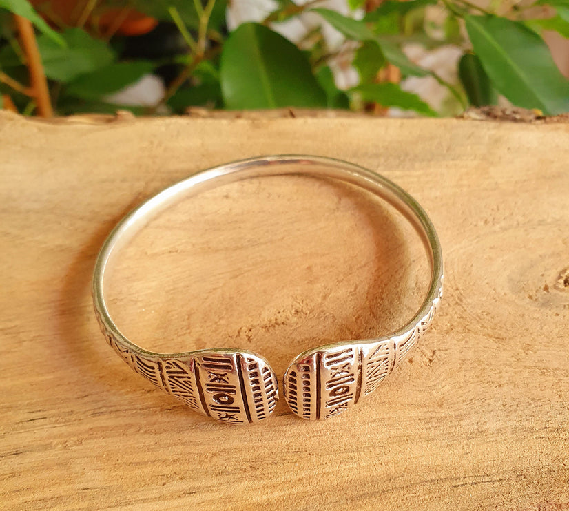 Silver Aztec Bracelet / Bangle / Cuff / Unisex / Boho / Ethnic / Rustic / Bohemian / Hippie / Gypsy / Geometric /