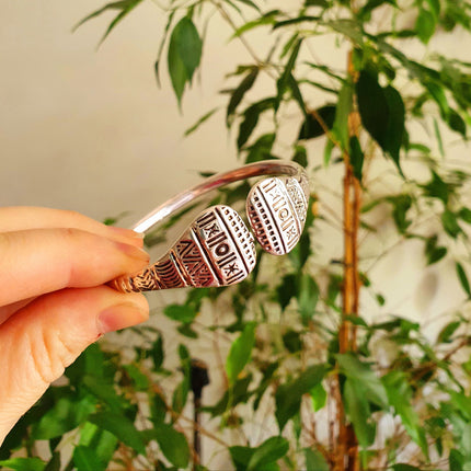 Silver Aztec Bracelet / Bangle / Cuff / Unisex / Boho / Ethnic / Rustic / Bohemian / Hippie / Gypsy / Geometric /