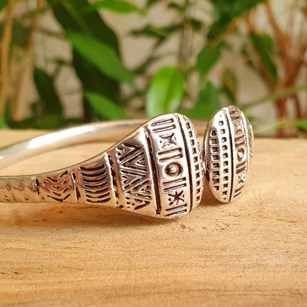 Silver Aztec Bracelet / Bangle / Cuff / Unisex / Boho / Ethnic / Rustic / Bohemian / Hippie / Gypsy / Geometric /