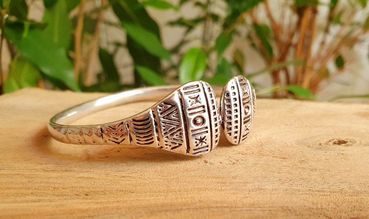 Silver Aztec Bracelet / Bangle / Cuff / Unisex / Boho / Ethnic / Rustic / Bohemian / Hippie / Gypsy / Geometric /