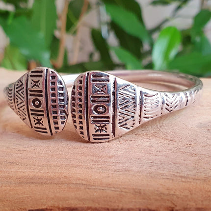 Silver Aztec Bracelet / Bangle / Cuff / Unisex / Boho / Ethnic / Rustic / Bohemian / Hippie / Gypsy / Geometric /