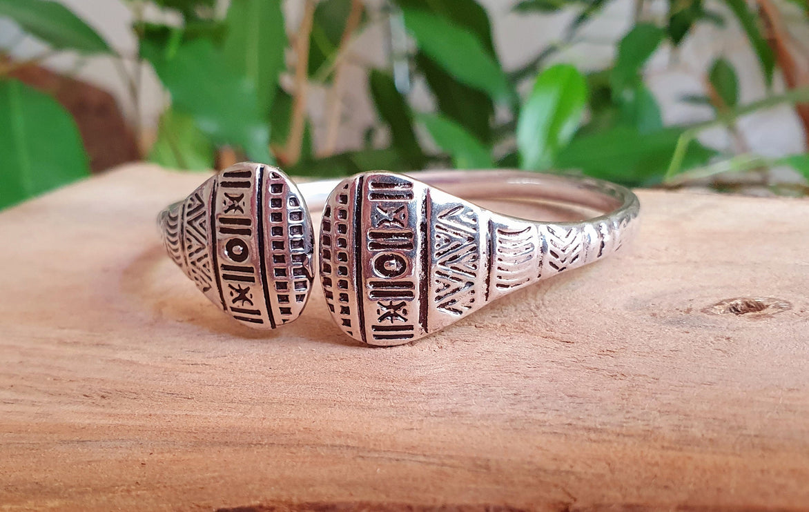 Silver Aztec Bracelet / Bangle / Cuff / Unisex / Boho / Ethnic / Rustic / Bohemian / Hippie / Gypsy / Geometric /