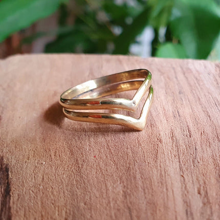 Gold Chevron Ring / Boho Jewelery / Bohemian / Stacking / Rustic / Tribal / Gypsy / Festival / Healing / Festival