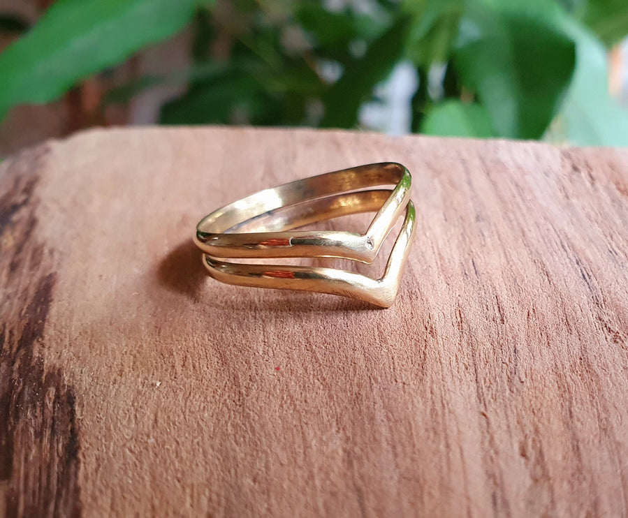 Gold Chevron Ring / Boho Jewelery / Bohemian / Stacking / Rustic / Tribal / Gypsy / Festival / Healing / Festival