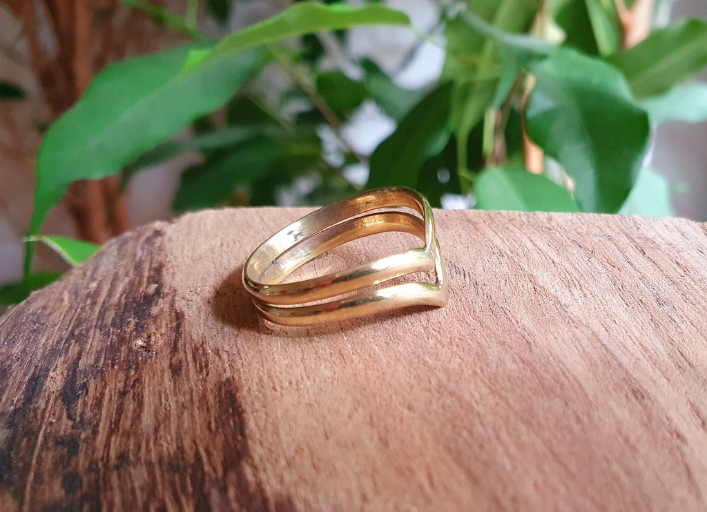 Gold Chevron Ring / Boho Jewelery / Bohemian / Stacking / Rustic / Tribal / Gypsy / Festival / Healing / Festival