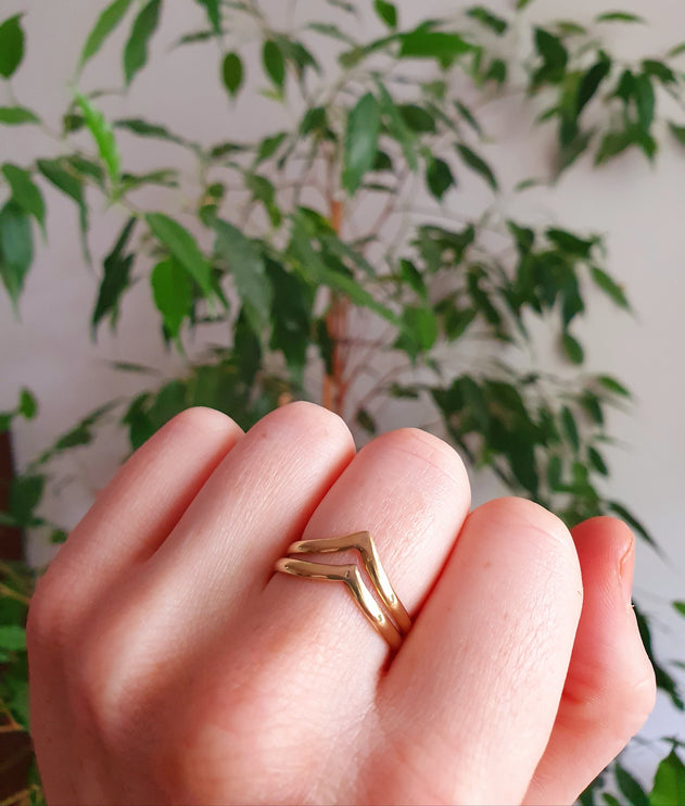 Gold Chevron Ring / Boho Jewelery / Bohemian / Stacking / Rustic / Tribal / Gypsy / Festival / Healing / Festival