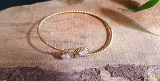Arm Bracelet Brass & Rose Quartz / Tribal / Spiral / Boho / Bangle/ Ethnic / Rustic / Bohemian / Hippie / Gypsy / Psy / Adjustable 