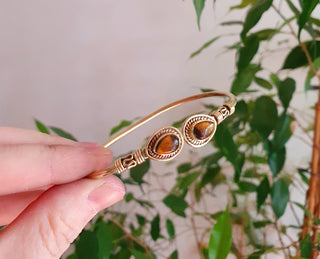 Bali Boho Brass Bracelet / Tiger Eye / Bangle / Ethnic / Rustic / Bohemian / Hippie / Gypsy / Psy / Adjustable