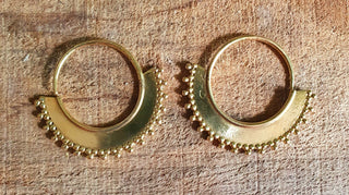 Gypsy Brass Hoop Earrings; Ethnic, Geometric, Rustic, Yoga, Hippie, Gypsy, Pretty, Psy, Boho, Bohemian, Festival