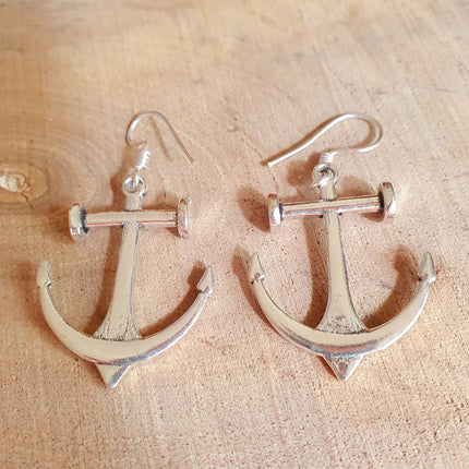 Anchor Earrings / Silver / Sailor / Sea / Ocean / Boat / Nautical / Travel / Voyage / Marine /