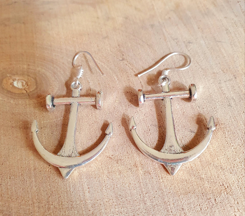 Anchor Earrings / Silver / Sailor / Sea / Ocean / Boat / Nautical / Travel / Voyage / Marine /