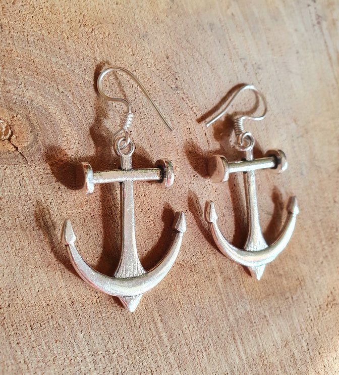 Anchor Earrings / Silver / Sailor / Sea / Ocean / Boat / Nautical / Travel / Voyage / Marine /