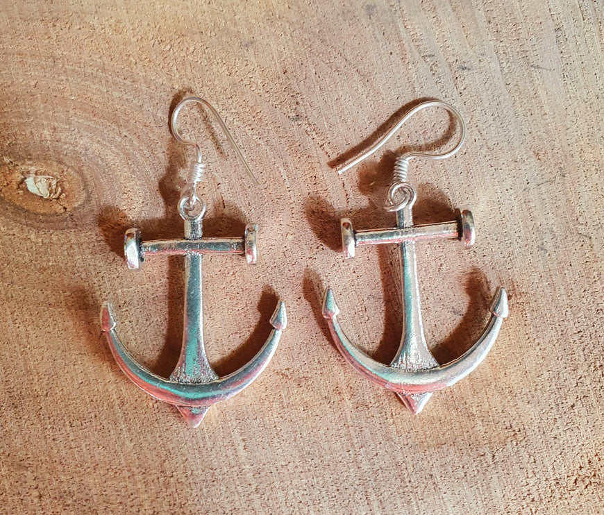 Anchor Earrings / Silver / Sailor / Sea / Ocean / Boat / Nautical / Travel / Voyage / Marine /