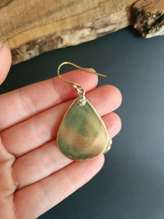 Chic Minimalist Brass Pendant Drop Earrings / Rectangle Ethnic Boho Classic Bohemian Chic Gypsy Spiral Hippie Festival Tribal style