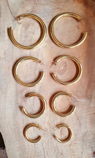 Chunky Gold Hoop Earrings / Chunky Hoops / Thickness 6mm / Brass / Ethnic / Vintage / Boho / Chic / Rustic / Psy / Gypsy / Bohemian